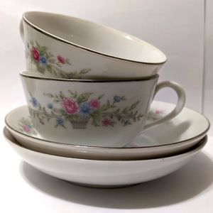 Floral Teacups and Saucers - Set of 2!
